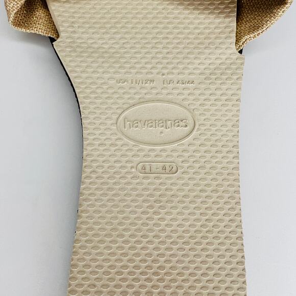 Havaianas You St. Tropez Shine Gold Denim Tan Bow Flip Flop Thong Sandals - Picture 8 of 10